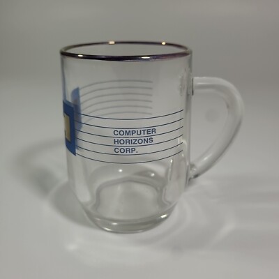 Computer Horizons Corp. Glass Mug 1980s 80s Tech Memorabilia Made in USA