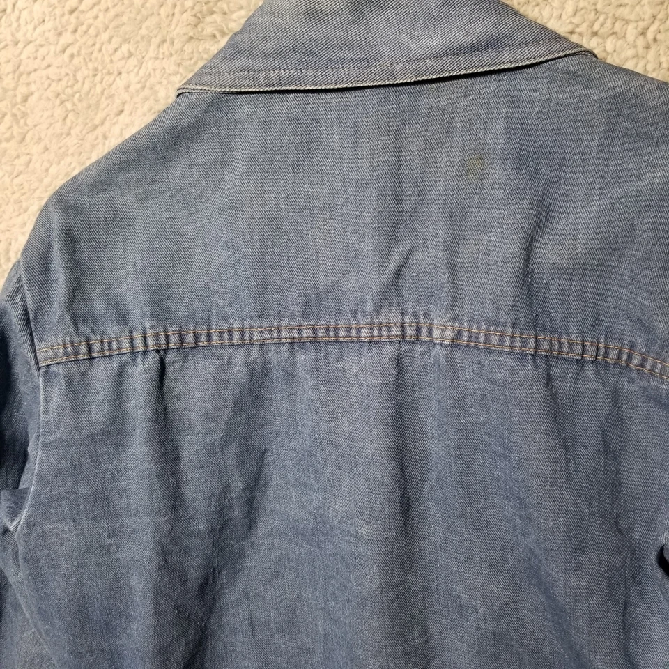 Vtg 80s Gap Womens Denim Button Chore Jacket Lined Utility Workwear Pockets XL - Image 2 of 4