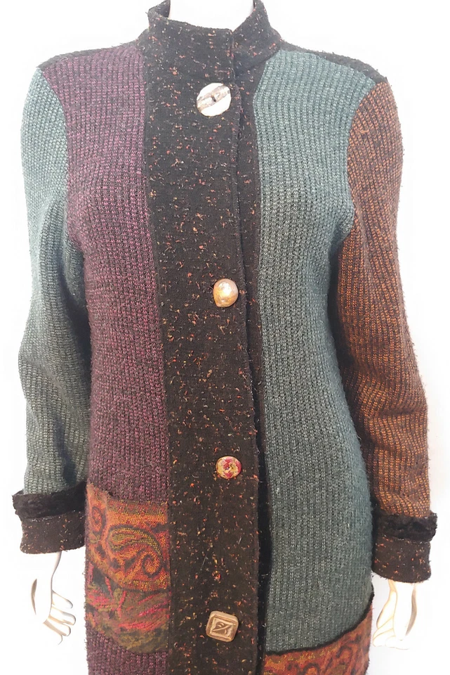 Cárdigan Suéter Lee Andersen Púrpura Negro Azul XL Botón Frontal Bolsillos Largos Foto 4 de 4