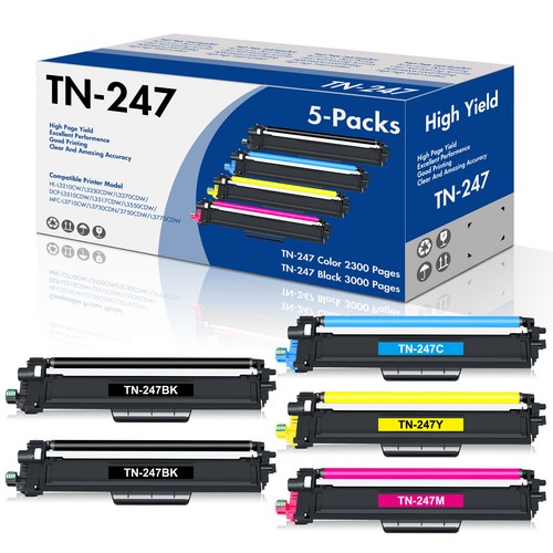 5xTONER TN-243 TN-247 Compatible with BROTHER MFC-L3710CW MFC-L3730CDN L3750CDW