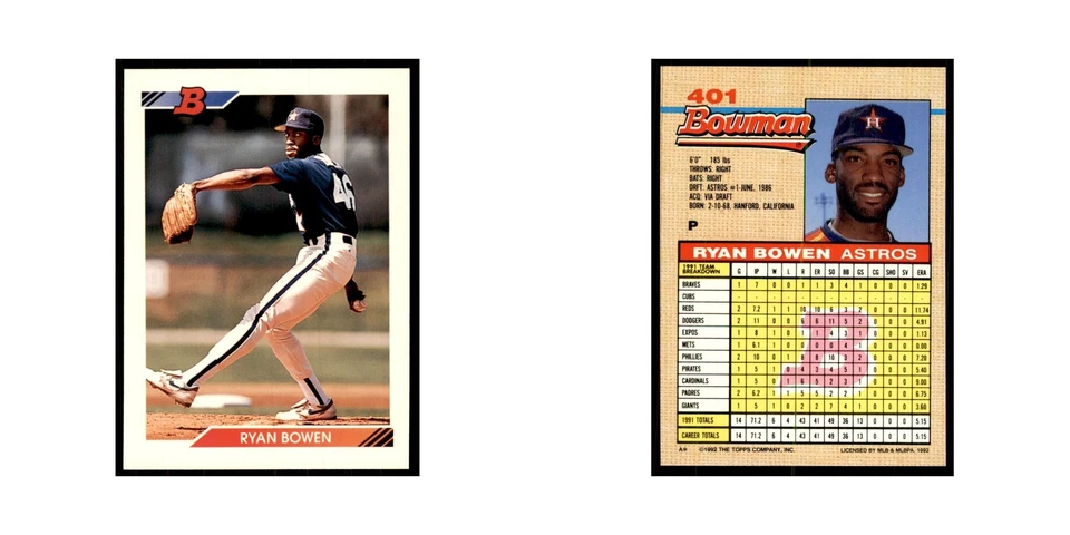 1992 Bowman Ryan Bowen Baseball Cards #401 - Image 3 of 3
