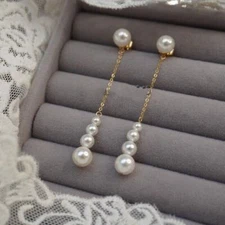 Beautiful Natural White South Sea Pearl Stud Earrings 14k Gold