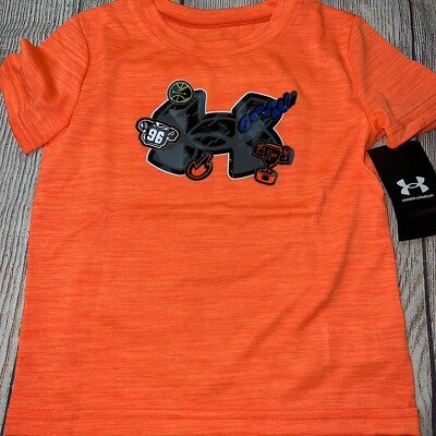 Under Armour Toddler Boys Orange Dri Fit Tee Shirt Emojis NEW