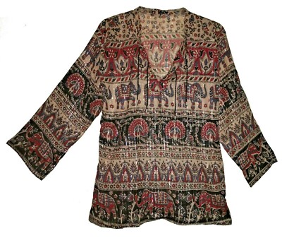 Indian 100% Cotton Lurex Blouse For Women Tunic Retro Boho Ethnic Top Blusa
