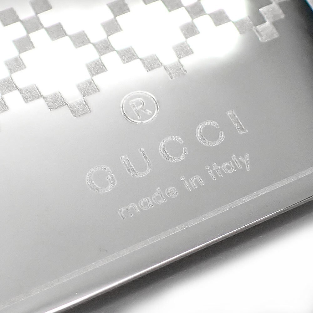 GUCCI マネークリップ　ロゴ　シルバー　箱付き Auth GUCCI Money Clip DIAMANTE Silver Metal Bill Clip Unused