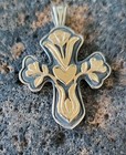  James Avery Retired 1.25" 14kt Gold and .925 Flower Heart Cross Pendant NEAT!
