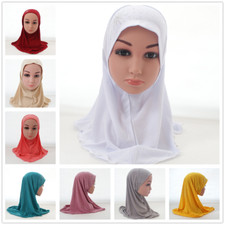 Child Kids Girls Islamic Muslim Hijab Scarf Rhinestone Turban 12PCS Ramadan 2-6Y