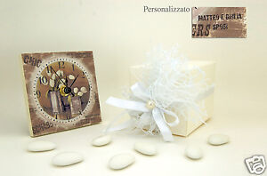 Orologio Bomboniera Matrimonio Shabby Chic Personalizzato Confetti E Tulle Ebay