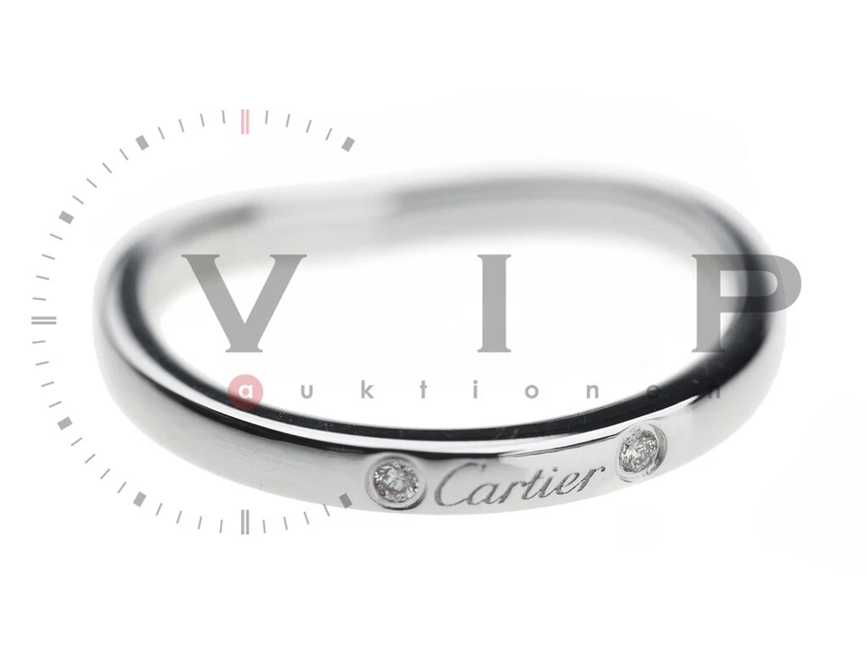 CARTIER BALLERINE RING PLATIN TRAURING EHERING WEDDING BAND PLATINUM 3 DIAMONDS