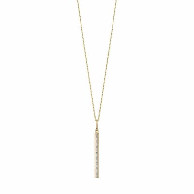 Elements 9 Karat Gelbgold Baguette Glitzer Stab Halskette, 18'' / 46 cm