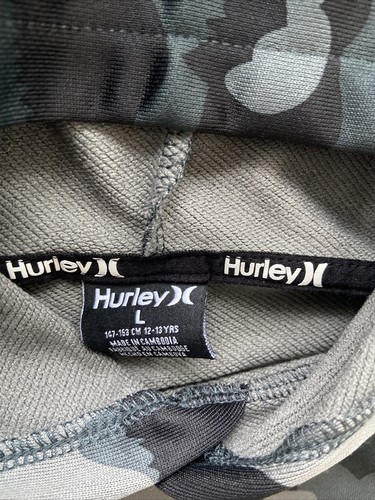 Hurley Hoodie Boys Youth Large Grey Camo H20 Dri Pullover Sweatshirt NEW 12/13yr - Picture 6 of 13