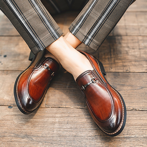 Herrenschuhe Business Formal Wear Herren Lederschuhe One Foot Pedal Trend Loafer S - Bild 8 von 10