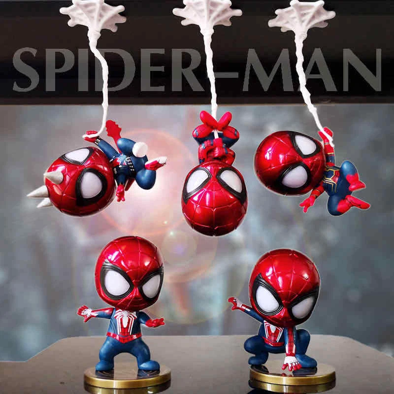 5pcs Cartoon Spinne Mann Anime Mini Action Figure Q Version Super Puppe Auto  Dekoration Modell