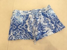 NEW LA BLANCA Resortwear 100 Cotton Cover Up Shorts - Blue White