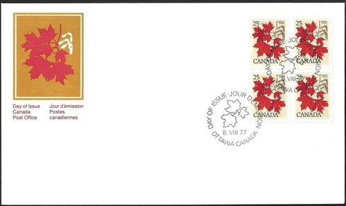 🍁Canada   #719  Block  "SUGAR MAPLE TREE "  Brand New  1977 First Day Cover