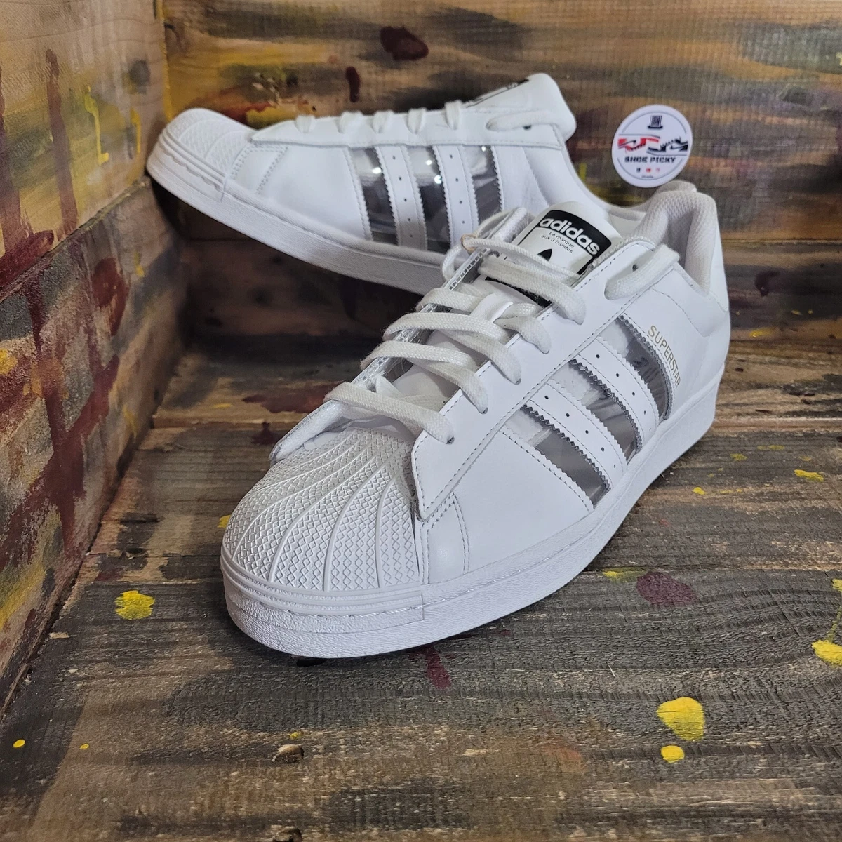 Adidas superstar white stripes sale