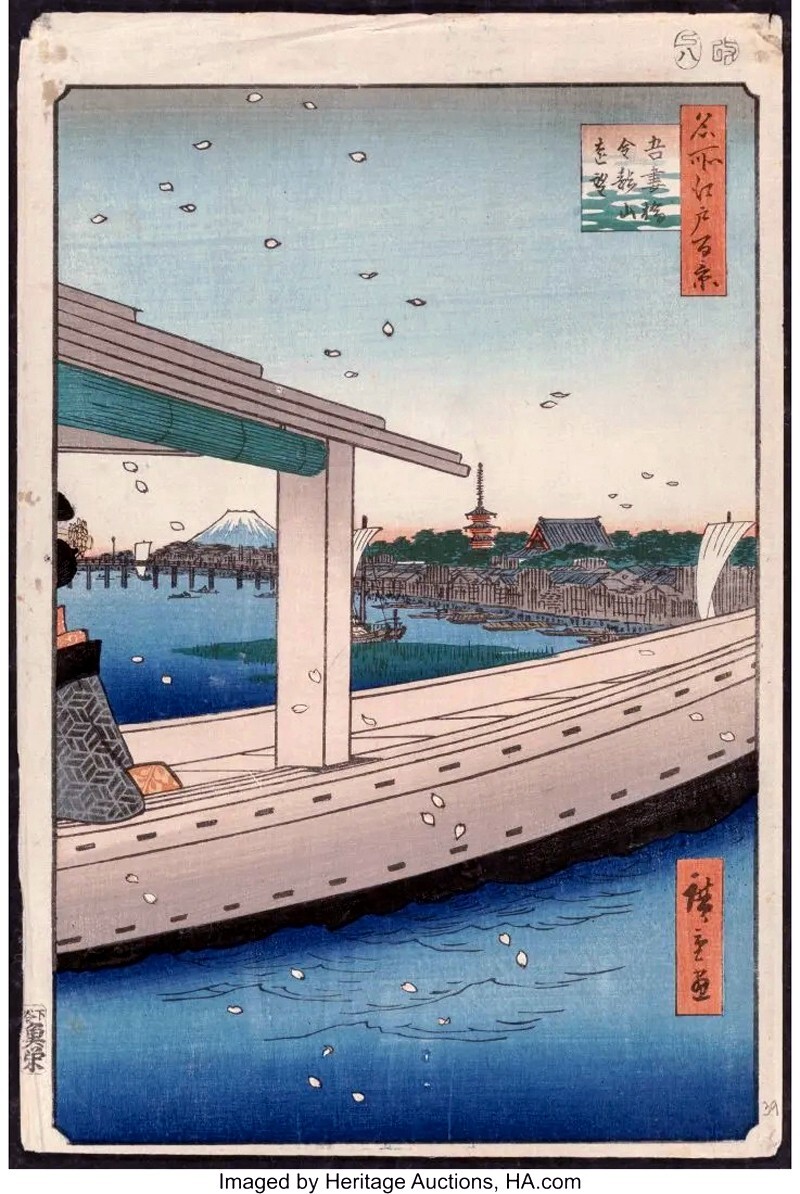 Japanese Woodblock Print One Hundred Famous Views of Edo by