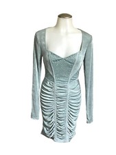 NWT FASHION NOVAA. Green Ruched Stretch Jersey Dress Size S