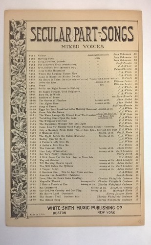 Water Lilies 4 Part Choral Victorian Secular Part Song 1926 Vintage Sheet Music - Picture 5 of 12