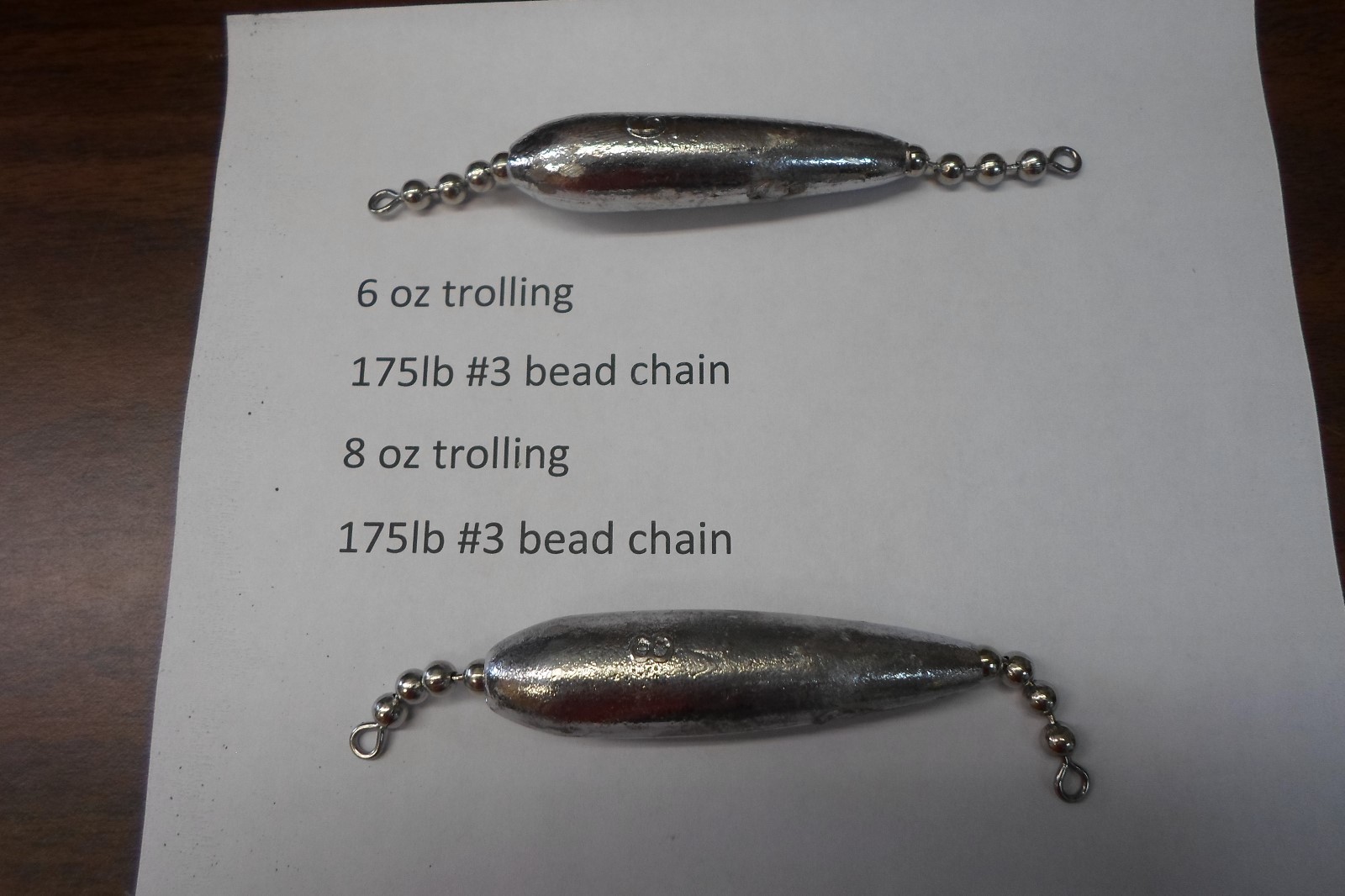 INLINE TORPEDO TROLLING SINKER 6 OZ, 8 OZ WITH 175LB BEAD CHAIN 5 OF EACH eBay
