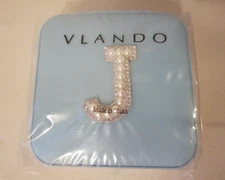 VLANDO Travel Jewelry Zip Case - Light Blue with Embroidered Bling "J"