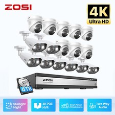ZOSI 8CH/16CH 4K 8MP POE Home Security Camera System Audio Vehicle Detect 2/4T
