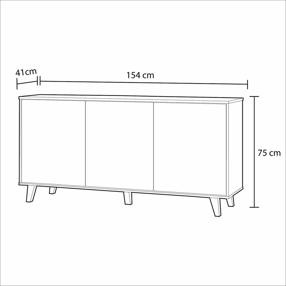 CREDENZA MODERNA MADIA KIT MOBILE BUFFET CON 3 ANTE LEGNO BIANCO LACCATO ROVERE - Immagine 2 di 4