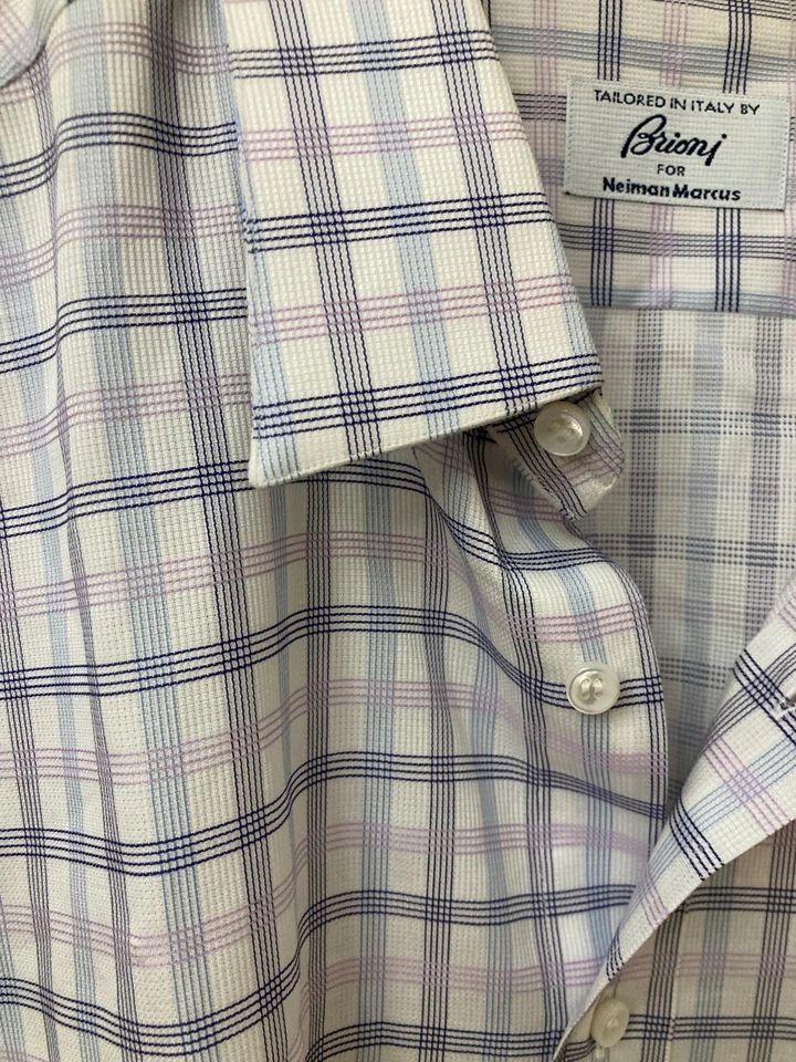 Camisa de vestir BRIONI USADA EN EXCELENTE ESTADO azul/rosa/blanco 17,5/44 Foto 4 de 4
