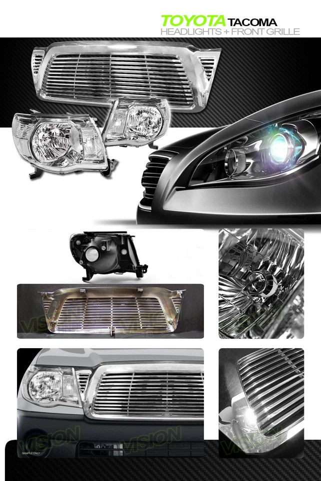 Faros de estacionamiento cromados para 05-11 Tacoma NB con parrilla delantera horizontal Foto 2 de 2