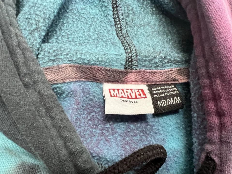 Marvel Tie Dye Sudadera con Capucha Mujer Mediana Pullover Logo Sudadera Púrpura Azul Negro Foto 3 de 3