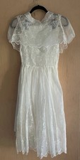 VTG 1940s 1950s Mid-century Organza Ivory Little Girls Party Dress Slip 3 Pc