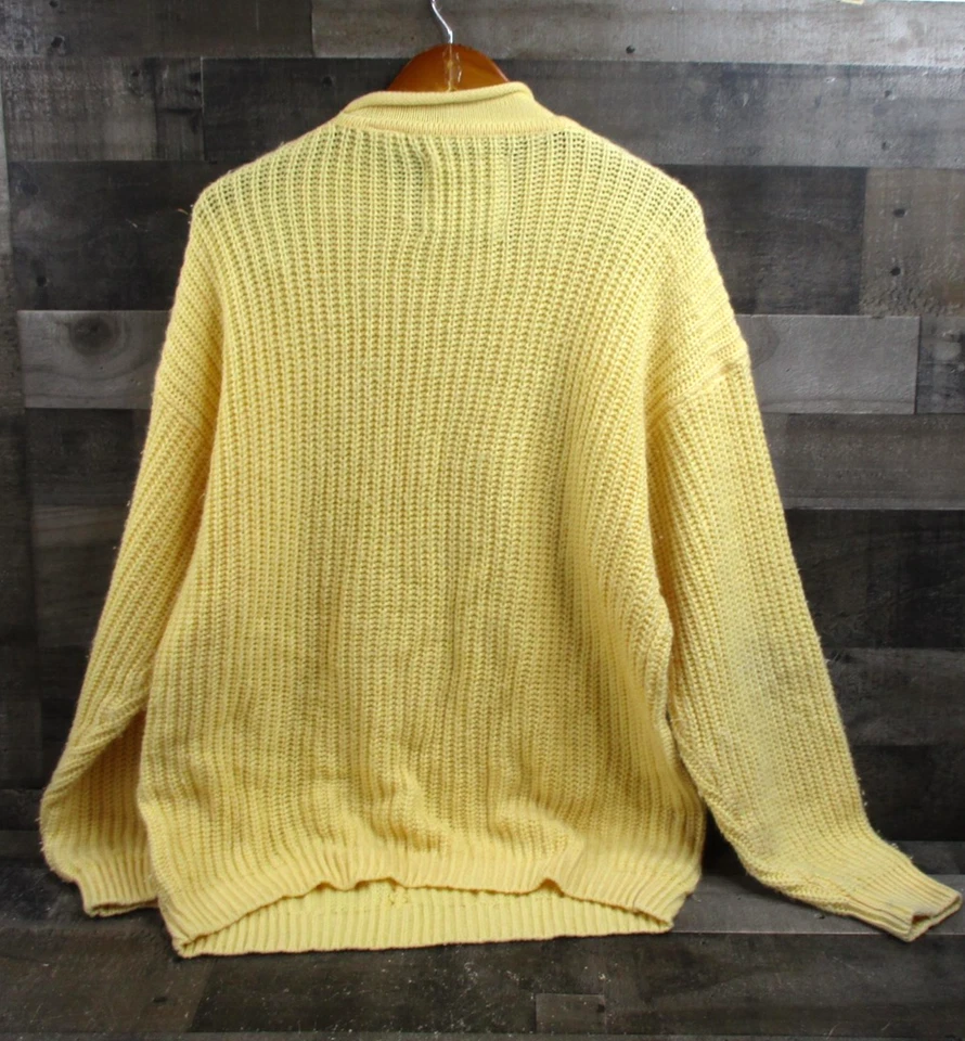 Vintage Gitano Sweater Mens XL Yellow Cable Knit Roll Neck Acrylic Fisherman 90s - Image 3 of 4