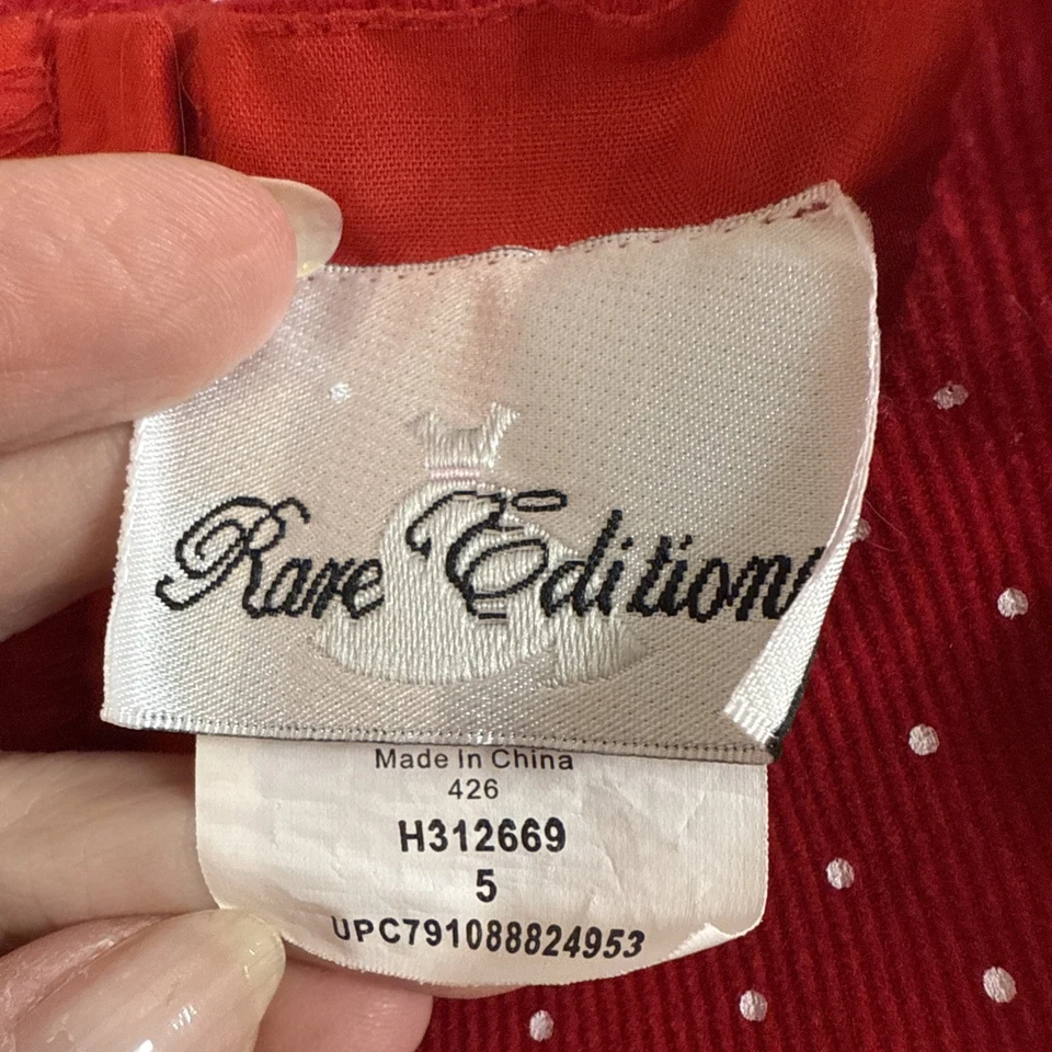 Vestido navideño de pana roja para niñas edición rara con talla 5T Foto 4 de 4