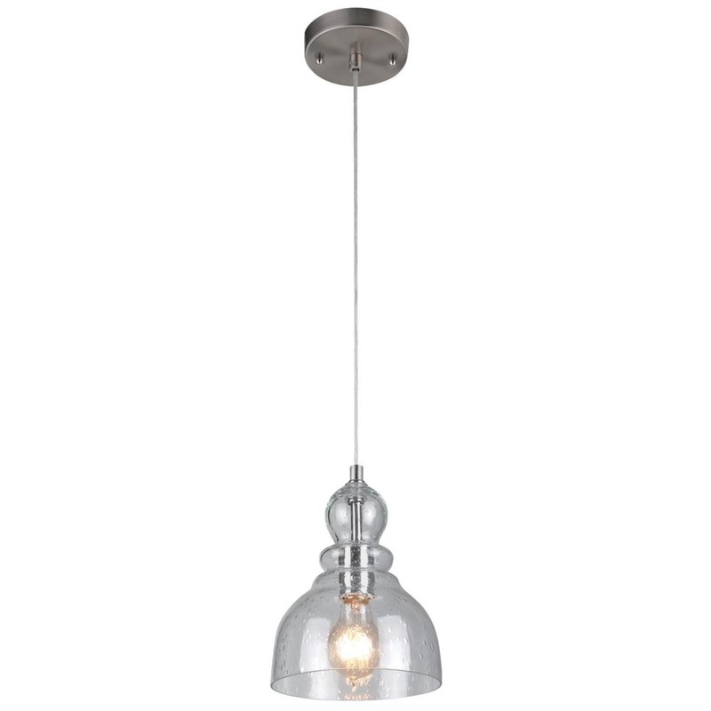 Westinghouse 61007 Brushed Nickel with Seeded Glass Fiona Indoor Mini Pendant