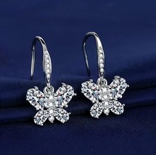925 Sterling Silver Butterfly Dangle Drop Hook Earrings Women Jewellery Gifts UK