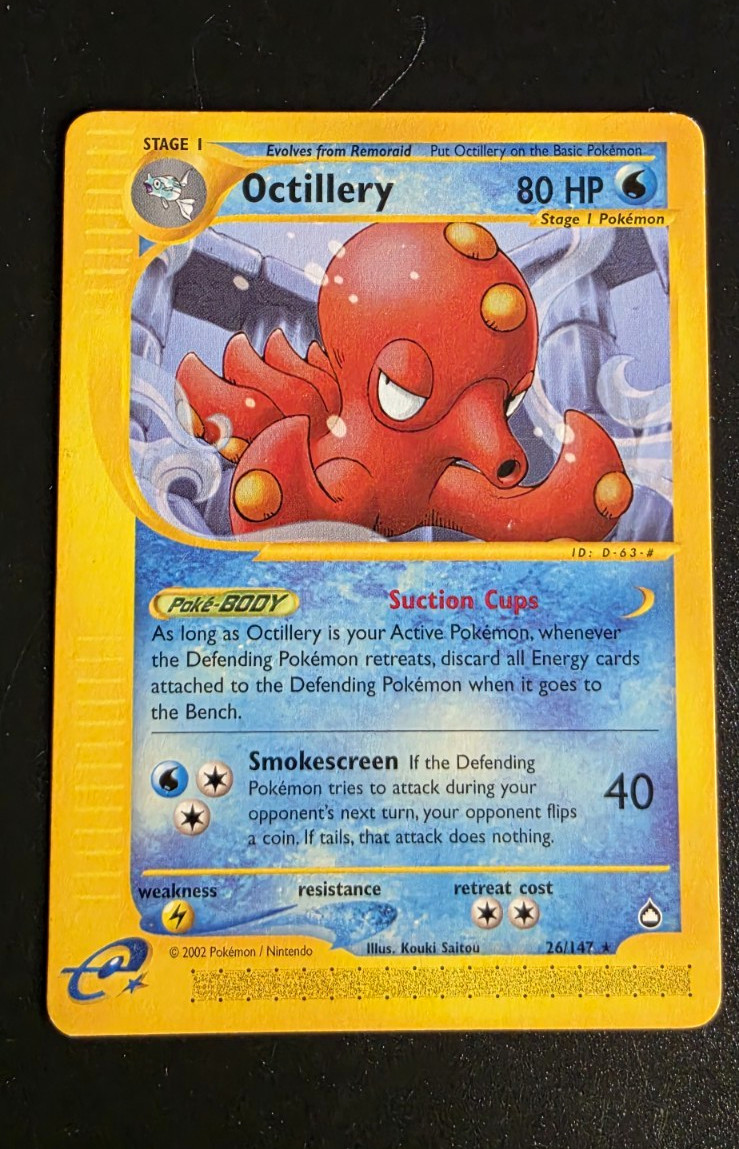 Pokemon TCG Octillery 026/147 Aquapolis Regular Rare ENG ereader  2002