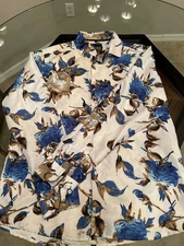 Barry.Wang Men's Fancy Floral Long Sleeve Shirt  Size L