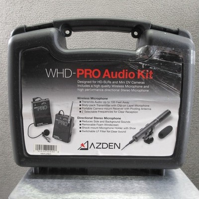 Azden WHD-PRO Wireless Lavalier Shotgun Microphone Audio Kit VHF DSLR Camera