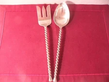 Gourmet Settings Silver Tear Solid Serving Spoon & Fork 18/10 Stainless Steel