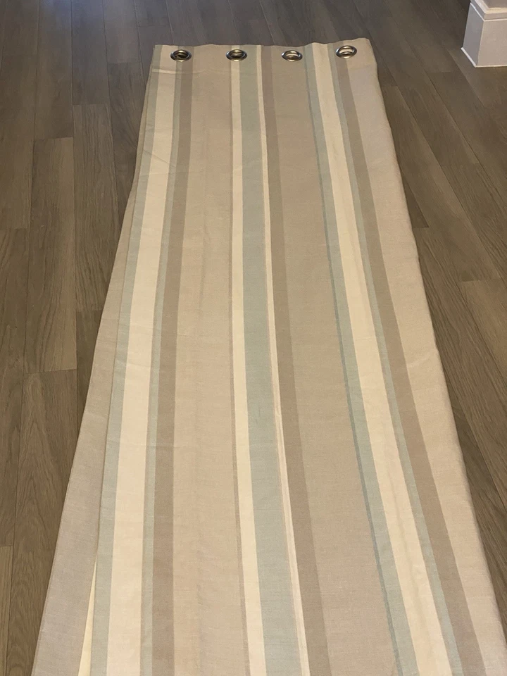 Laura Ashley Awning Stripe Massive Eyelet Curtains Each Panel 102 Inches x 88 - Image 4 of 4