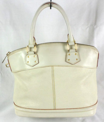 Louis Vuitton White Suhali Leather Lockit PM Hand Bag Satchel Purse TH1016 Nice