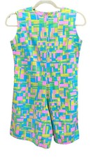 Vintage Psychedelic Handmade Romper Retro Mod Bright Geometric Outfit 60s 70s