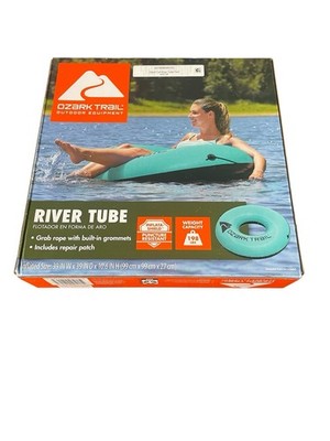 Ozark Trail 39'' Teal River Tube Float Grab Rope & Repair Patch Included 198 lbs 
