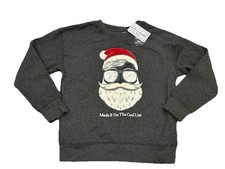 NWT Tommy Bahama Kids Gray Cool Santa Graphic Sweatshirt Size Medium 7/8 