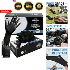 Black Nitrile Disposable Gloves Medical Exam Food Prep 6.3mil 100/1000 pcs
