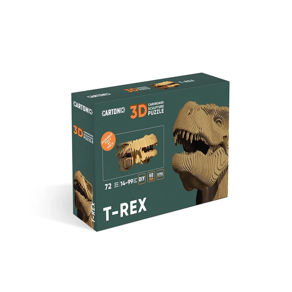 PUZZLE 3D CARTONIC - T REX - CARTONE PRETAGLIATO DA ASSEMBLARE DESIGN 72 PZ - Immagine 2 di 4