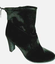 LIBBY EDELMAN Size 9M Black Velour Fabric Zip / Ties High Heel Boots NEW