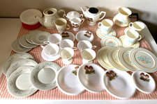 Pfaltzgraff Chilton Lot Child Kid Toy Dishes Vtg Hong Kong Tin Plastic 43pc