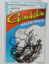 Gamakatsu 10 Offset Shank Worm Round Bend Hook 54411-25 Value Pack Gamakatsu 10 Offset Shank Worm Round Bend Hook 54411-25 Value Pack