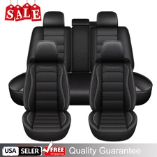 5-Seats Leather Car Seat Covers Front Rear Full Kit Protectors For Honda Quilted